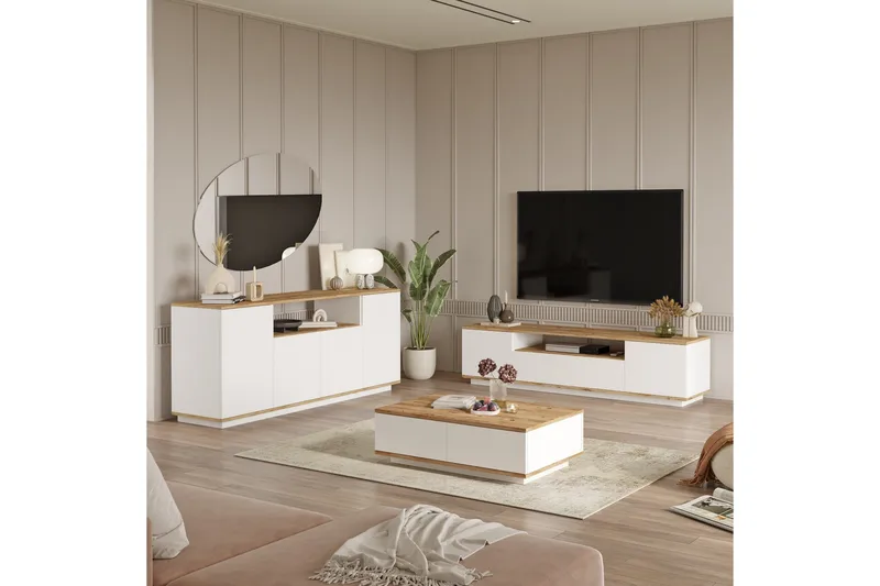 Anari Møbelsett til stuen - Hvit - Oppbevaring - Oppbevaringsmøbler - Møbelsett til stue