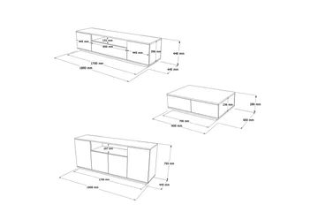 Anari Møbelsett til stuen - Hvit - Oppbevaring - Oppbevaringsmøbler - Møbelsett til stue