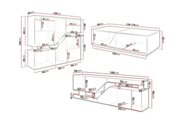 Carbost Möbelset För Vardagsrum White - Oppbevaring - Oppbevaringsmøbler - Møbelsett til stue