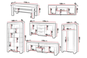 Cezar Mediamøbler - Beige / Brun - Oppbevaring - Oppbevaringsmøbler - Møbelsett til stue