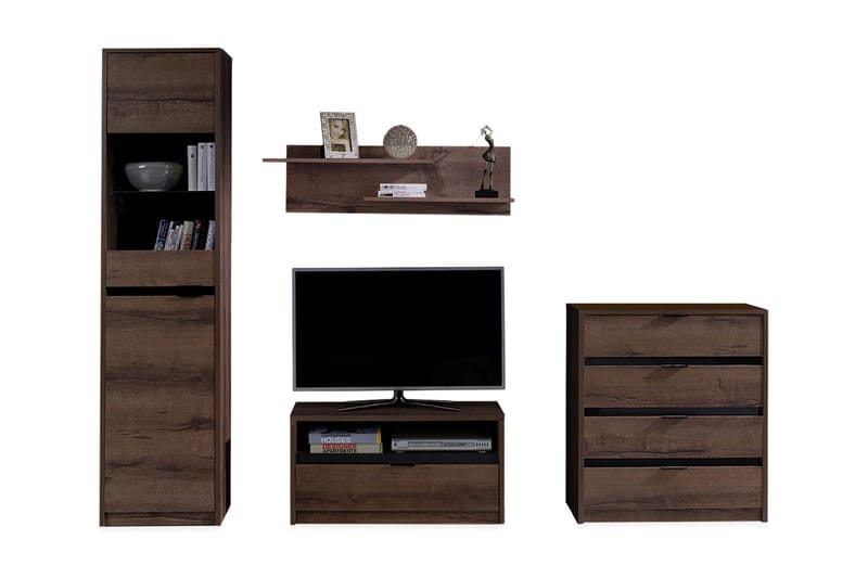 Denver Mediamøbel - Brun - Oppbevaring - Oppbevaringsmøbler - Møbelsett til stue