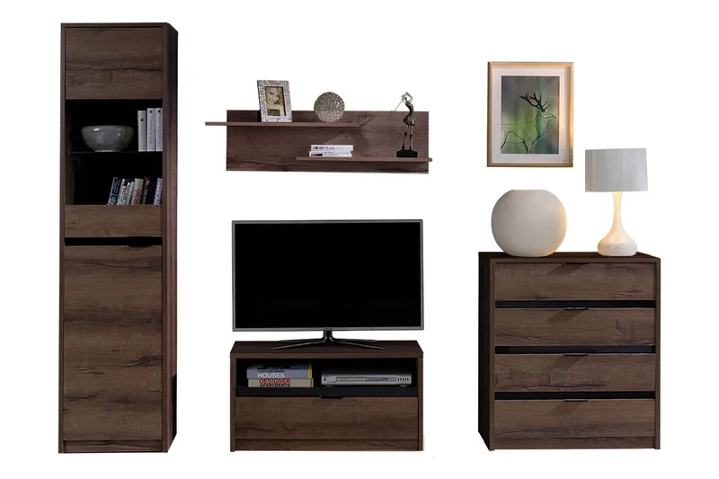 Denver Mediamøbel - Brun - Oppbevaring - Oppbevaringsmøbler - Møbelsett til stue