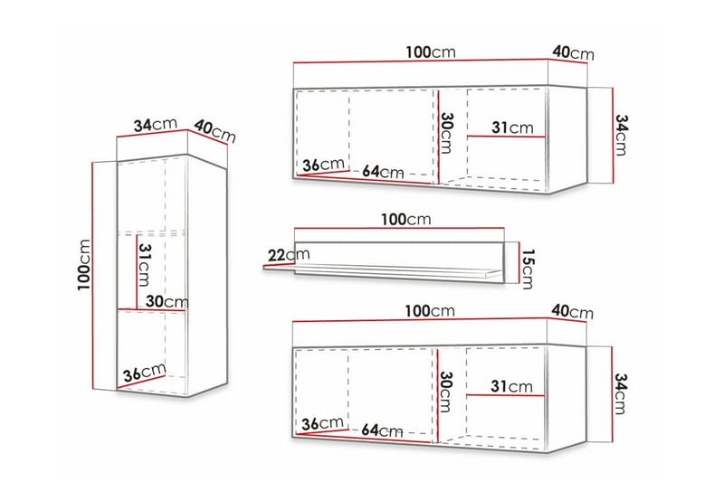 Dunvegan Möbelset För Vardagsrum Black - Oppbevaring - Oppbevaringsmøbler - Møbelsett til stue
