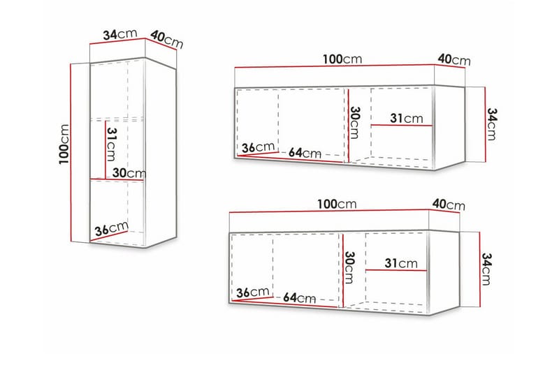 Dunvegan Möbelset För Vardagsrum Black - Oppbevaring - Oppbevaringsmøbler - Møbelsett til stue