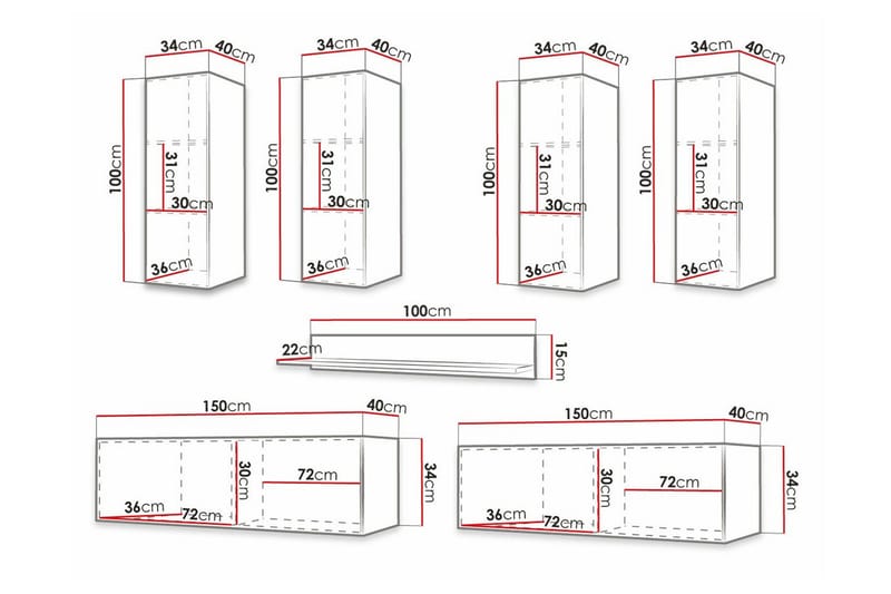 Dunvegan Möbelset För Vardagsrum Black - Oppbevaring - Oppbevaringsmøbler - Møbelsett til stue