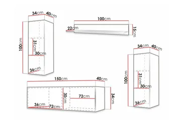 Dunvegan Möbelset För Vardagsrum Black - Oppbevaring - Oppbevaringsmøbler - Møbelsett til stue