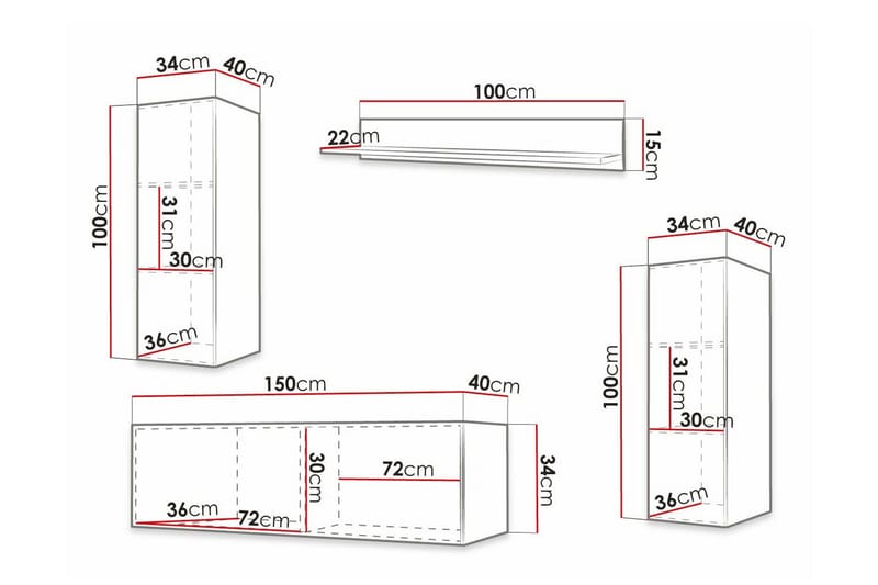 Dunvegan Möbelset För Vardagsrum Black - Oppbevaring - Oppbevaringsmøbler - Møbelsett til stue