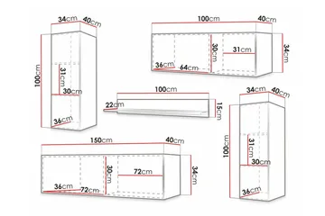 Dunvegan Möbelset För Vardagsrum Black - Oppbevaring - Oppbevaringsmøbler - Møbelsett til stue