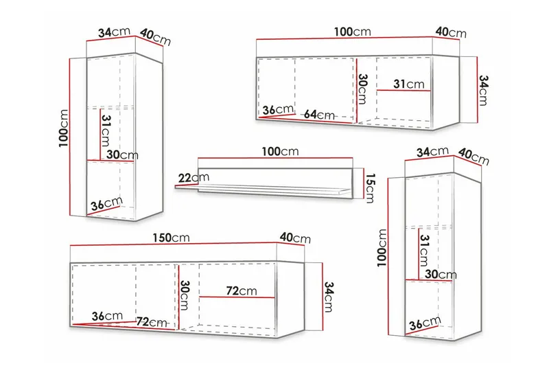 Dunvegan Möbelset För Vardagsrum Black - Oppbevaring - Oppbevaringsmøbler - Møbelsett til stue