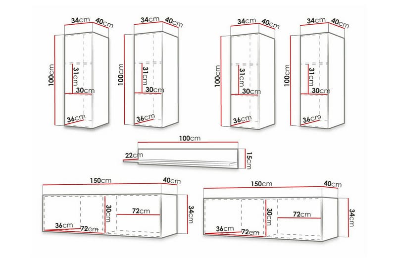 Dunvegan Möbelset För Vardagsrum White - Oppbevaring - Oppbevaringsmøbler - Møbelsett til stue