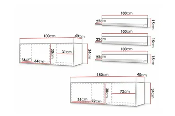 Dunvegan Möbelset För Vardagsrum White - Oppbevaring - Oppbevaringsmøbler - Møbelsett til stue