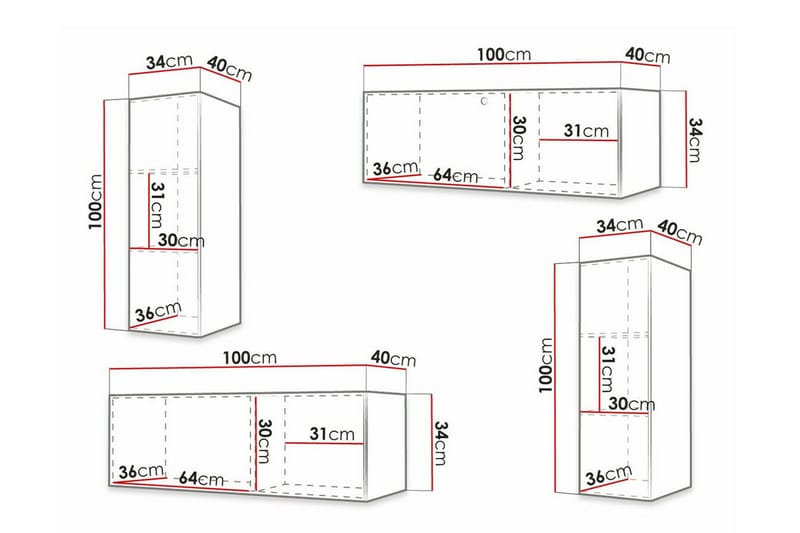 Dunvegan Möbelset För Vardagsrum White - Oppbevaring - Oppbevaringsmøbler - Møbelsett til stue