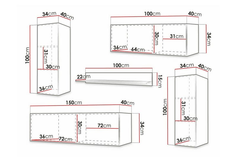 Dunvegan Möbelset För Vardagsrum White - Oppbevaring - Oppbevaringsmøbler - Møbelsett til stue