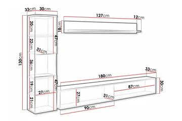 Galbally Møbelsett For Stue - Hvid - Oppbevaring - Oppbevaringsmøbler - Møbelsett til stue