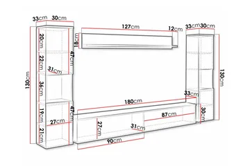 Galbally Møbelsett For Stue - Hvid - Oppbevaring - Oppbevaringsmøbler - Møbelsett til stue