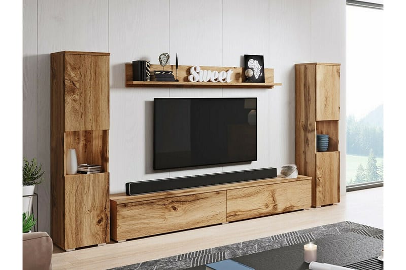 Galbally Möbelset För Vardagsrum Brown - Oppbevaring - Oppbevaringsmøbler - Møbelsett til stue