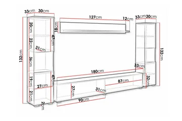 Galbally Möbelset För Vardagsrum White - Oppbevaring - Oppbevaringsmøbler - Møbelsett til stue