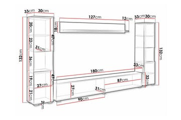 Galbally Möbelset För Vardagsrum White - Oppbevaring - Oppbevaringsmøbler - Møbelsett til stue