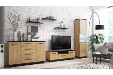 Ines Stuesett - Eik/Svart - Oppbevaring - Oppbevaringsmøbler - Møbelsett til stue