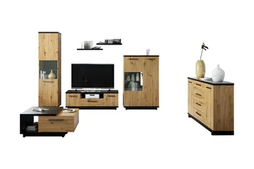 Ines Stuesett - Eik/Svart - Oppbevaring - Oppbevaringsmøbler - Møbelsett til stue