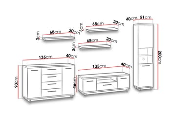 Ines Stuesett - Eik/Svart - Oppbevaring - Oppbevaringsmøbler - Møbelsett til stue