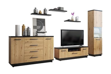 Ines Stuesett - Eik/Svart - Oppbevaring - Oppbevaringsmøbler - Møbelsett til stue