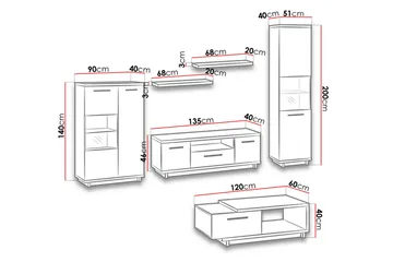 Ines Stuesett - Eik/Svart - Oppbevaring - Oppbevaringsmøbler - Møbelsett til stue