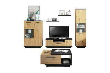 Ines Stuesett - Eik/Svart - Oppbevaring - Oppbevaringsmøbler - Møbelsett til stue