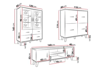 Kardos Stuesett - Natur/Svart - Oppbevaring - Oppbevaringsmøbler - Møbelsett til stue