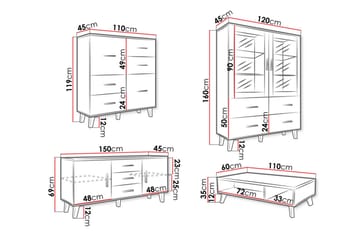 Kardos Stuesett - Natur/Svart - Oppbevaring - Oppbevaringsmøbler - Møbelsett til stue