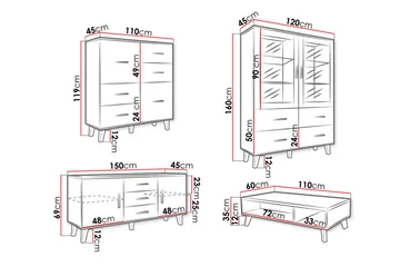 Kardos Stuesett - Natur/Svart - Oppbevaring - Oppbevaringsmøbler - Møbelsett til stue