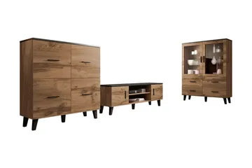 Kardos Stuesett - Natur/Svart - Oppbevaring - Oppbevaringsmøbler - Møbelsett til stue