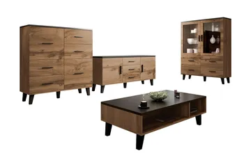 Kardos Stuesett - Natur/Svart - Oppbevaring - Oppbevaringsmøbler - Møbelsett til stue