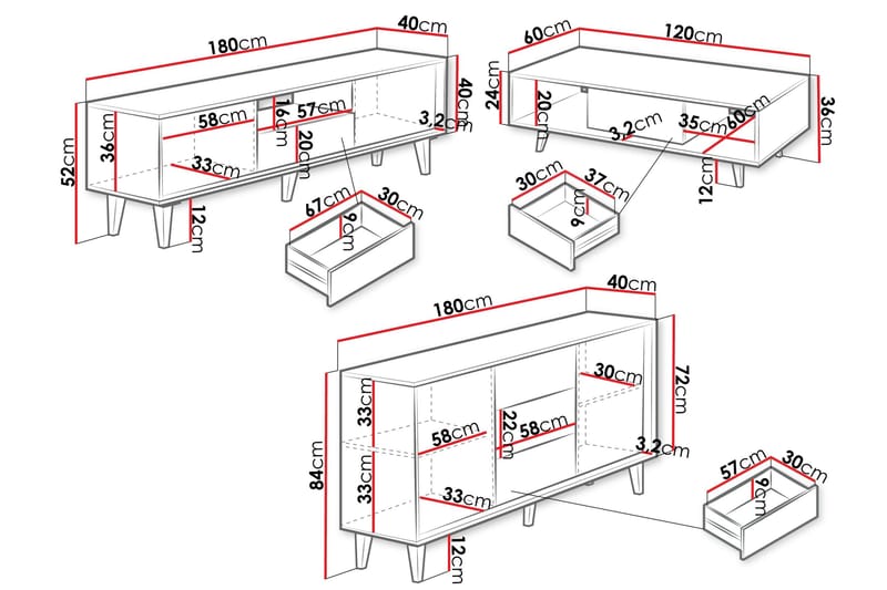 Kintore Møbelsett for stue - Brun - Oppbevaring - Oppbevaringsmøbler - Møbelsett til stue