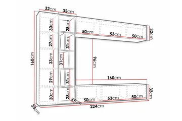Kintore Møbelsett for stue - Hvid - Oppbevaring - Oppbevaringsmøbler - Møbelsett til stue