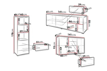 Kintore Möbelset För Vardagsrum White - Oppbevaring - Oppbevaringsmøbler - Møbelsett til stue