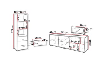 Kintore Möbelset För Vardagsrum White - Oppbevaring - Oppbevaringsmøbler - Møbelsett til stue