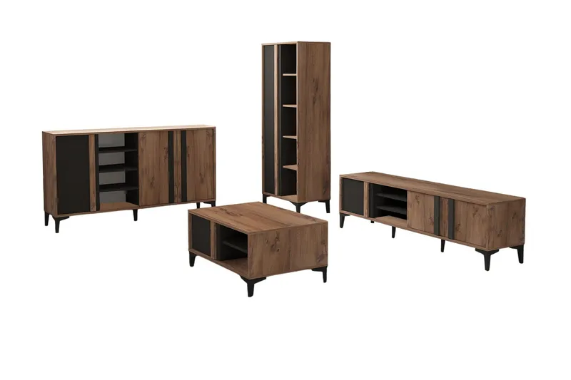 Lacin Møbelsett til stuen - Antrasitt - Oppbevaring - Oppbevaringsmøbler - Møbelsett til stue