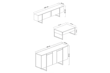 Luxe Møbelsett til stuen - Antrasitt - Oppbevaring - Oppbevaringsmøbler - Møbelsett til stue