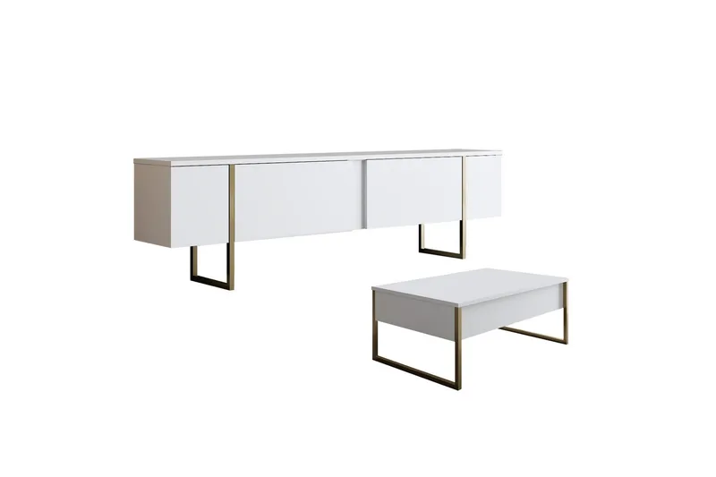 Luxe Møbelsett til stuen - Hvit - Oppbevaring - Oppbevaringsmøbler - Møbelsett til stue