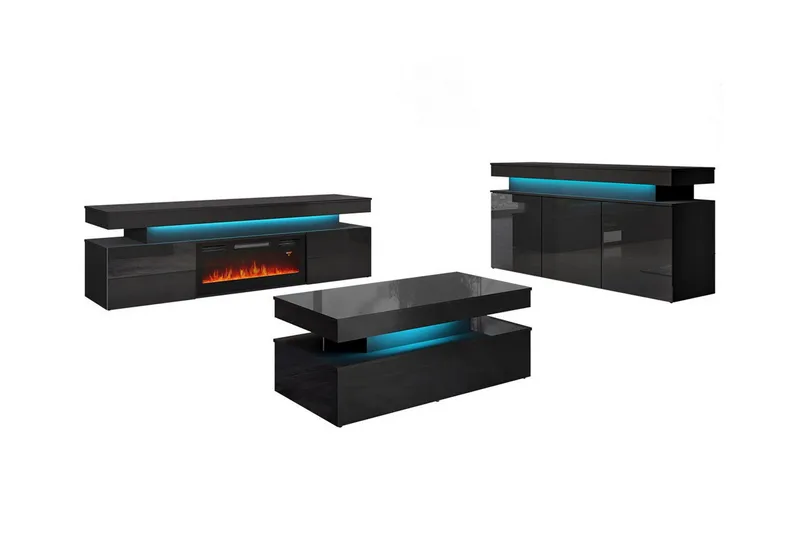 Møbelsett for stue Glenndale, Svart