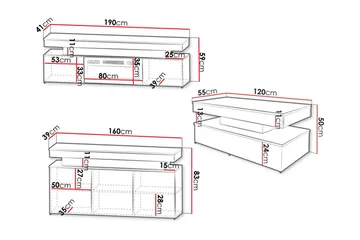 Møbelsett for stue Glenndale - Svart - Oppbevaring - Oppbevaringsmøbler - Møbelsett til stue