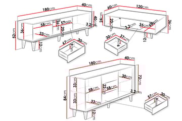 Møbelsett for stue Kintore - Brun - Oppbevaring - Oppbevaringsmøbler - Møbelsett til stue