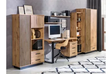 Møbelsett til stuen - Svart|Eik - Oppbevaring - Oppbevaringsmøbler - Møbelsett til stue