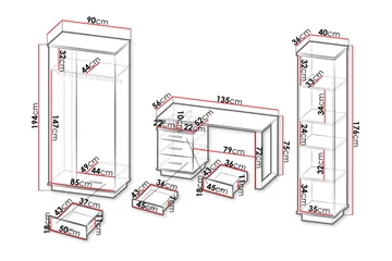 Møbelsett til stuen - Svart|Eik - Oppbevaring - Oppbevaringsmøbler - Møbelsett til stue