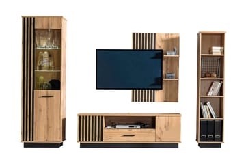 Møbelsett til stuen - Svart|Eik - Oppbevaring - Oppbevaringsmøbler - Møbelsett til stue