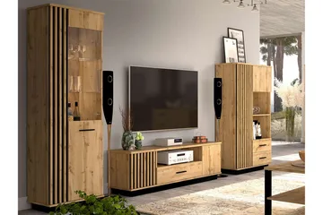 Møbelsett til stuen - Svart|Eik - Oppbevaring - Oppbevaringsmøbler - Møbelsett til stue