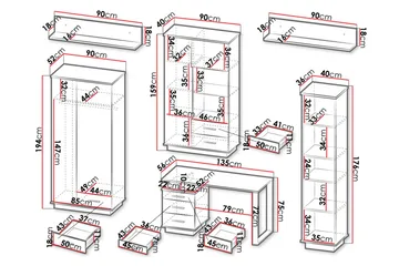 Møbelsett til stuen - Svart|Eik - Oppbevaring - Oppbevaringsmøbler - Møbelsett til stue