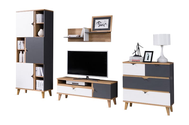 Memone Møbelsett Stue - Beige / Grå /  Hvit - Oppbevaring - Oppbevaringsmøbler - Møbelsett til stue