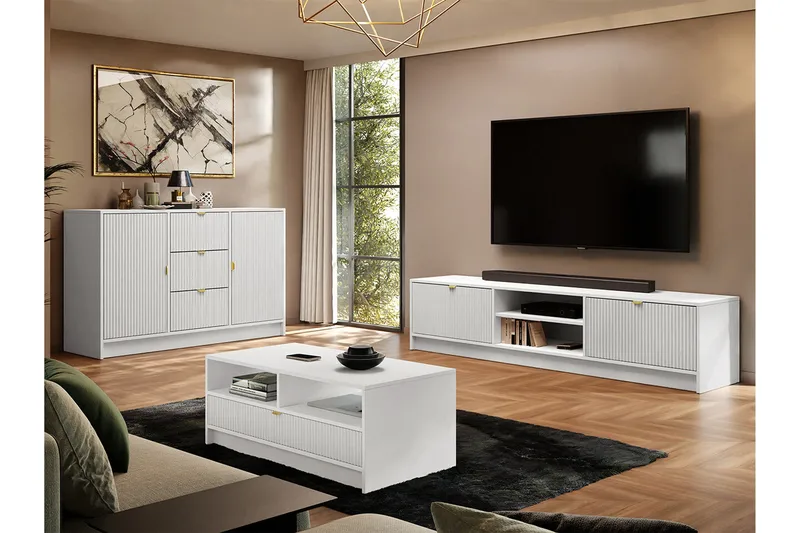 Novaj Møbelsett for stue - Hvid - Oppbevaring - Oppbevaringsmøbler - Møbelsett til stue